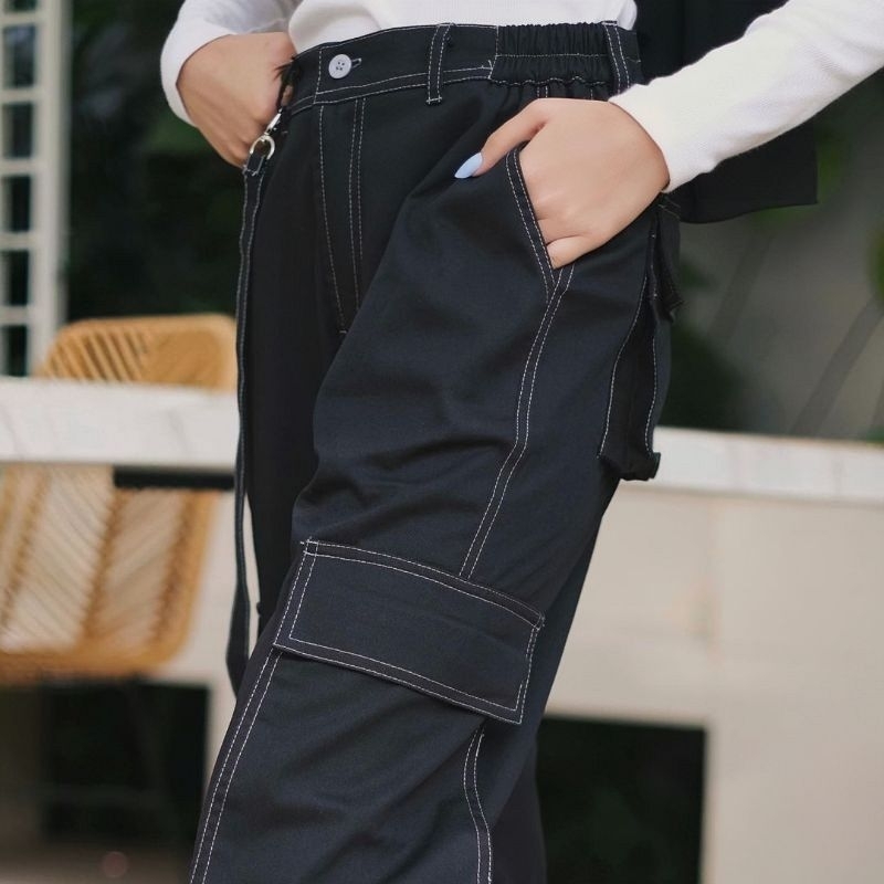 [ UNISEX ] Amber Chino Cargo Pants Wanita dan Pria / Celana Korea Cewek Terbaru / Baggy Kulot / termurah