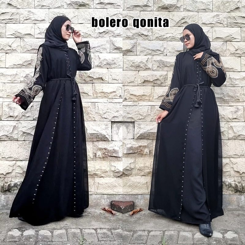 New Abaya Gamis Maxi Dress Arab Saudi Bordir dubai 03 Turki Umroh Dubai Turkey India Wanita Hitam