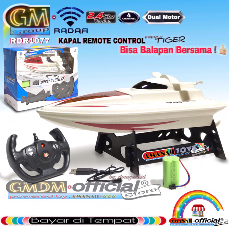 Promo GM RC Boat RDR1077 Speed Boat Remote Control Super NgeBoat 2.4GHz 4CH Energy Tiger High Speed