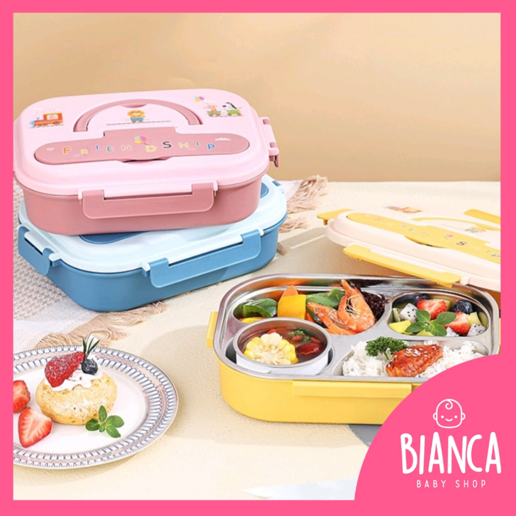 BIANCA - READY Lunch Box Anak Sekolah Stainless 316 FRIENDSHIP SERIES / Kotak Makan Bekal Anak Sekolah Stainless 316 + TAS LUNCH BOX