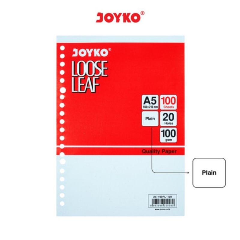 

[ 100 LEMBAR ] LOOSE LEAF JOYKO A5 ISI 100 POLOS / ISI BINDER A5 JOYKO PLAIN