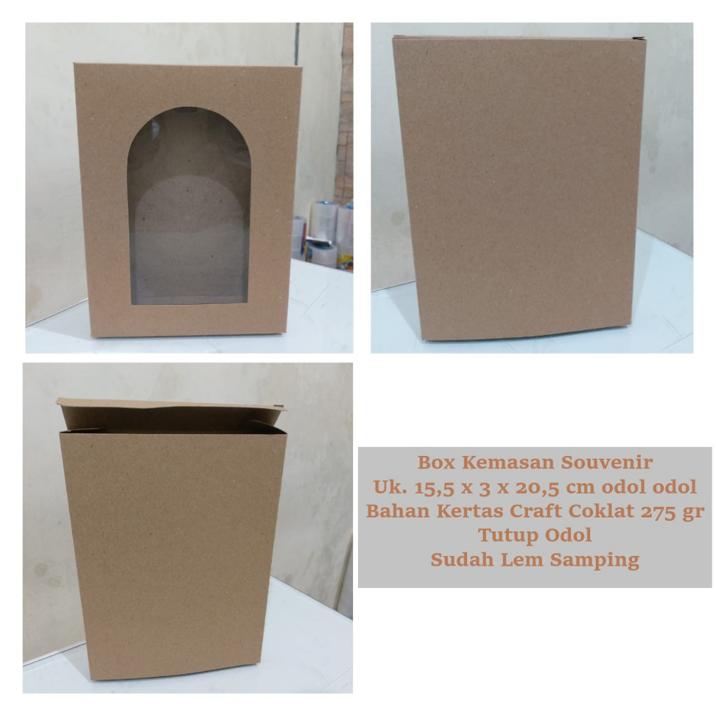 Box Kemasan Souvenir Berbahan Kertas Craft Tebal Uk. 15.5 x 3 x 20.5 cm