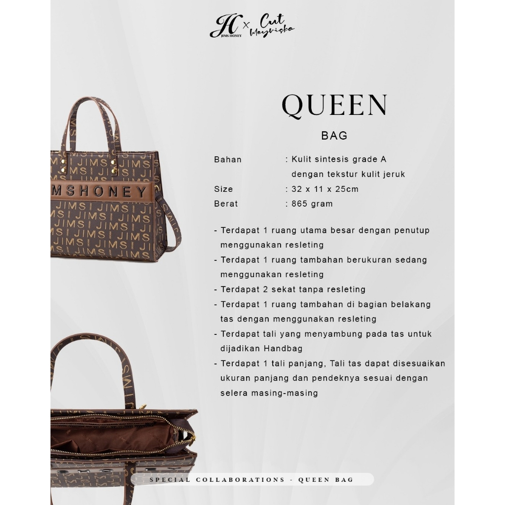 Queen Bag Jims Honey Tas Wanita Shoulder Bag Besar Muat Banyak Original