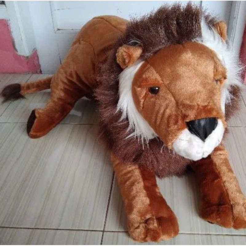 BONEKA SINGA JUMBO BONEKA KUCING SINGA HARIMAU BESAR BAHAN LEMBUT HALUS SINGA COKLAT VIRAL BONEKA HE