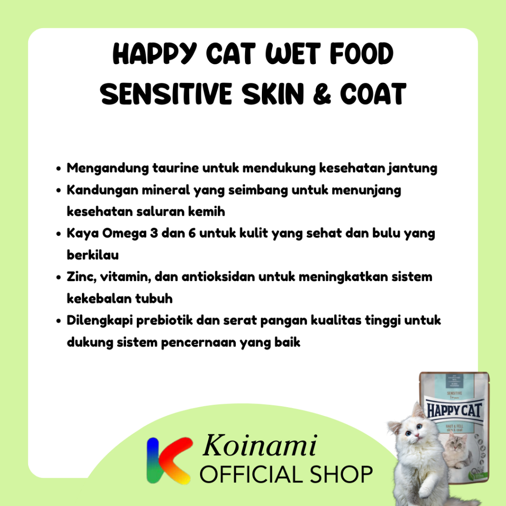 Happy Cat Wet Food 85 gr/ Sensitive Skin &amp; Coat / Sensitive Stomach &amp; Intestines / Makanan Kucing