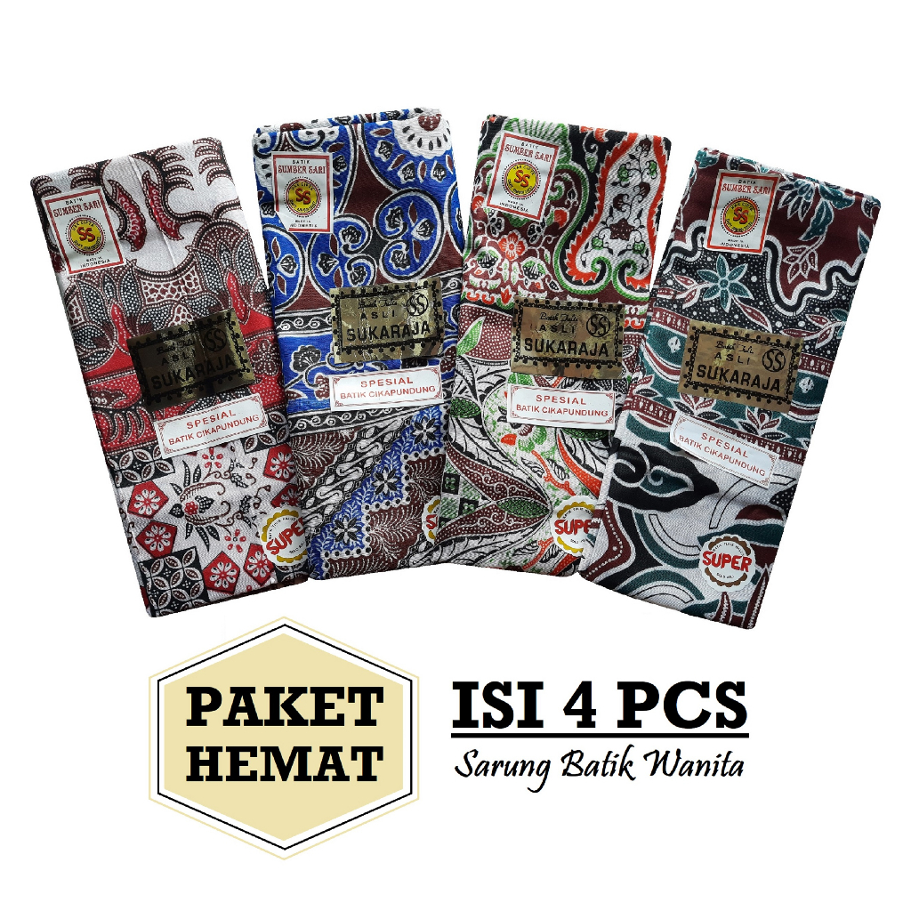 PAKET 4 PCS KAIN SARUNG BATIK WANITA SUKARAJA SAMPING SARUNG WANITA MELAHIRKAN