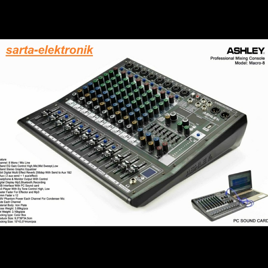 mixer audio Ashley MACRO8/MACRO 8 8CH USB-BLUETOOTH-RECORDING