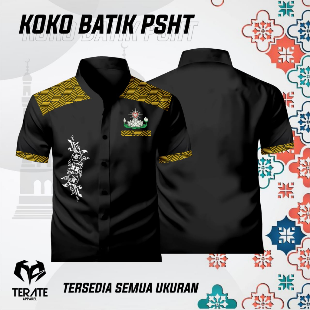 KEMEJA BATIK TERATE HITAM EMAS// KEMEJA KOKO PSHT 01
