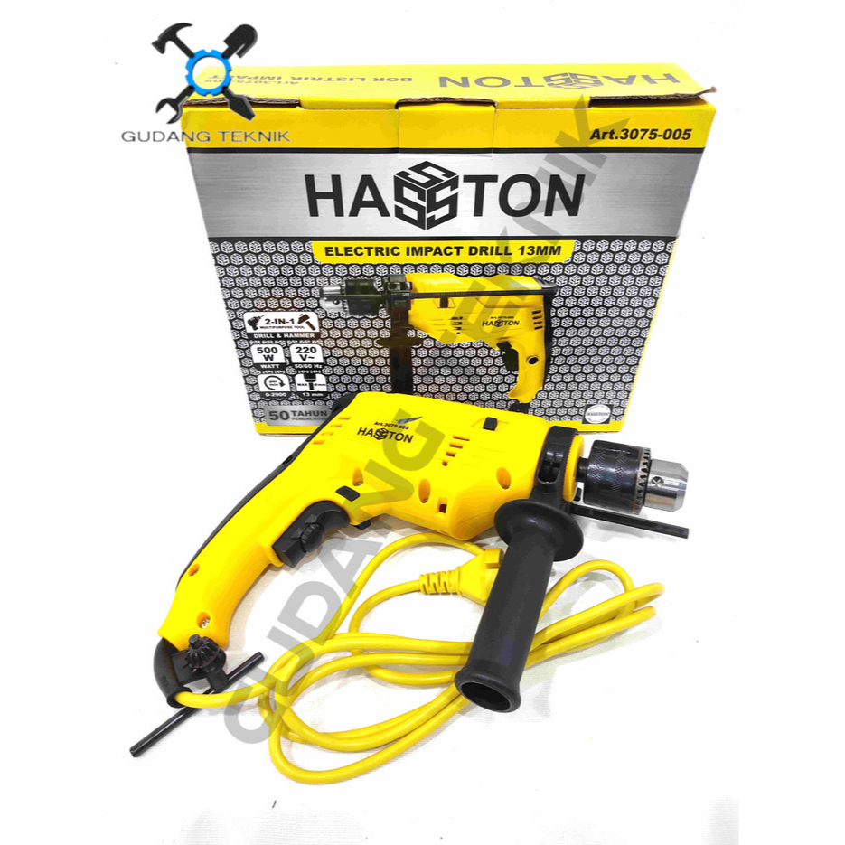 Mesin Bor Tangan Listrik 13mm 3075-005 HASSTON PROHEX / Electric Impact Drill Bor Tembok Beton Kayu 3075 005 HASSTON PROHEX