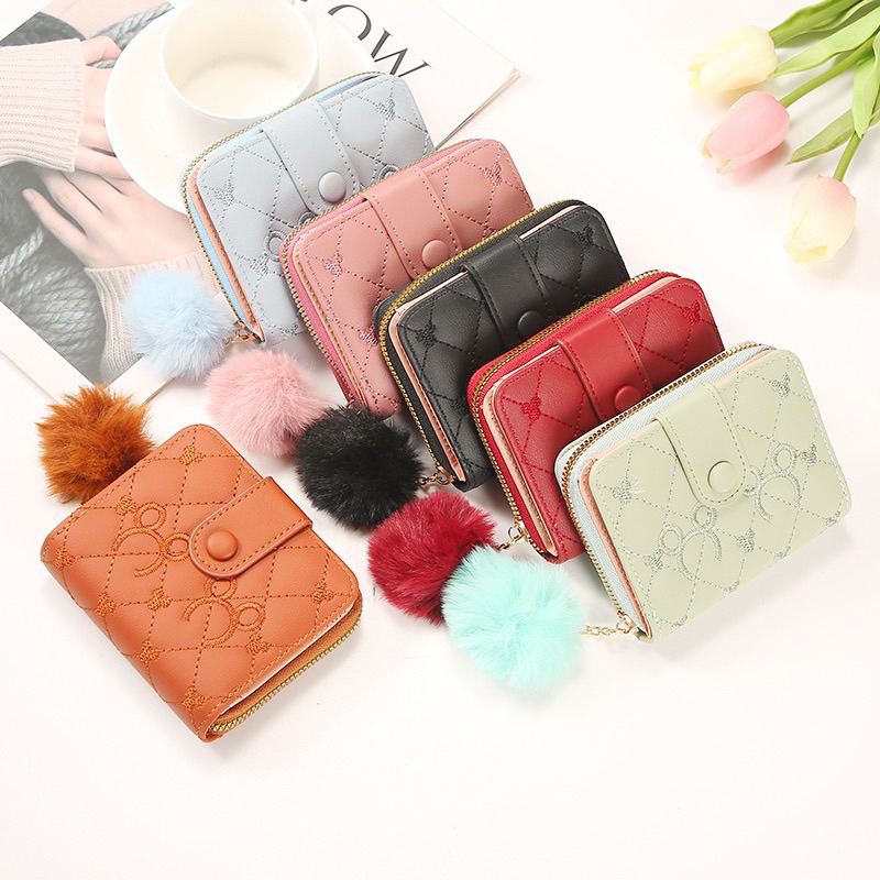 Dompet Wanita Kecil Bersulam Mickey Mouse Baru Dompet Mini Elegan Berwarna Solid Untuk Wanita Dompet