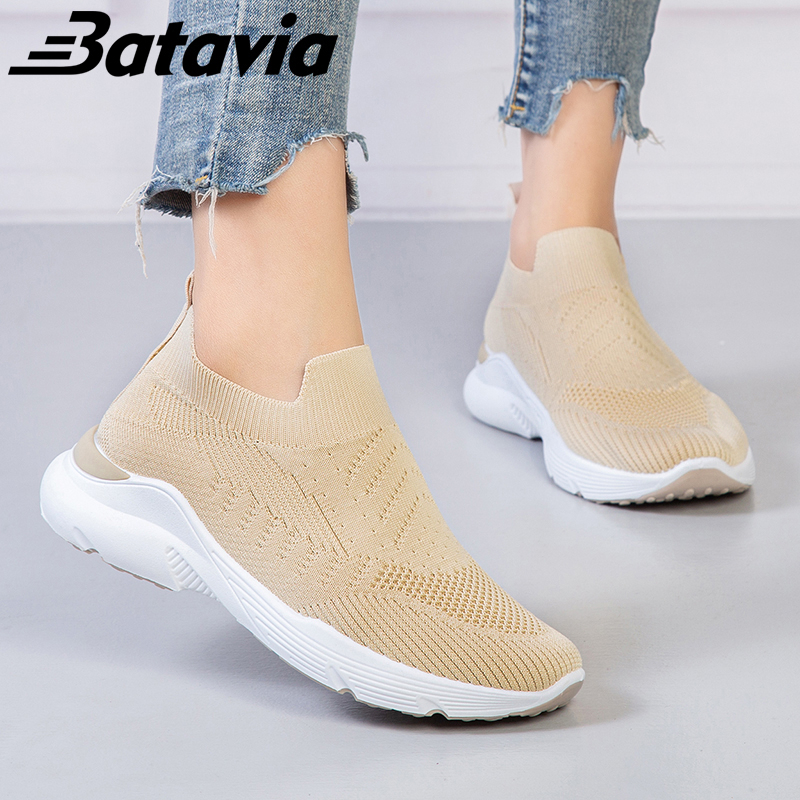 Batavia import sepatu fashion wanita rajutan sepatu olahraga wanita slip on sepatu kasual sepatu kasual terbaru high-end nyaman sepatu wanita kasual A24