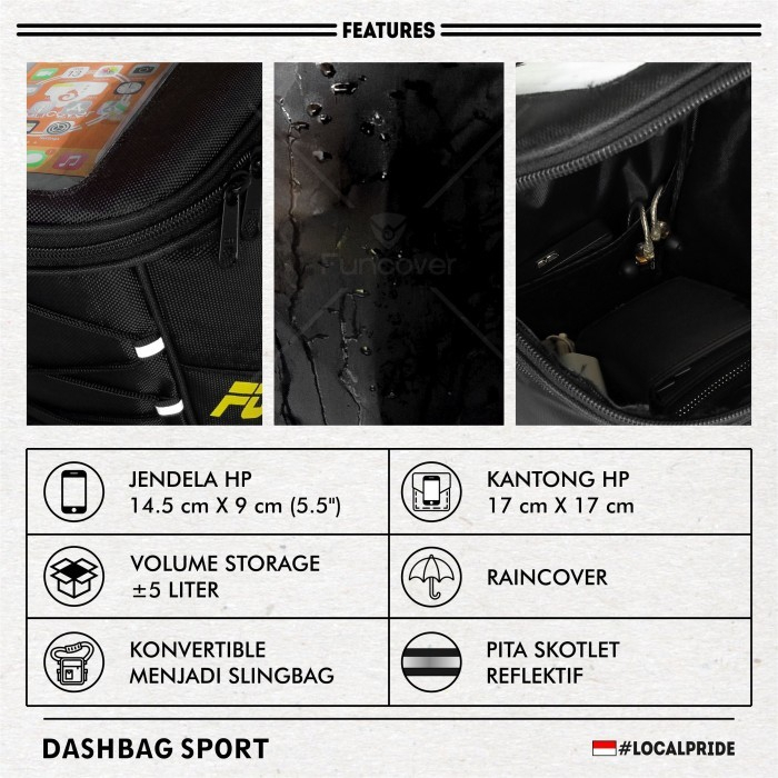 Tas Box Motor Dashbag Tankbag Tas HP GPS Slempang Slingbag Waterproof