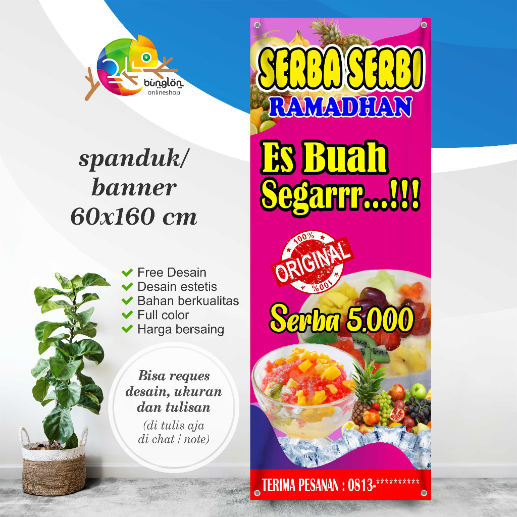 Spanduk Es buah Segar, Spanduk Serba Serbi Ramadhan, Spanduk Aneka Minuman
