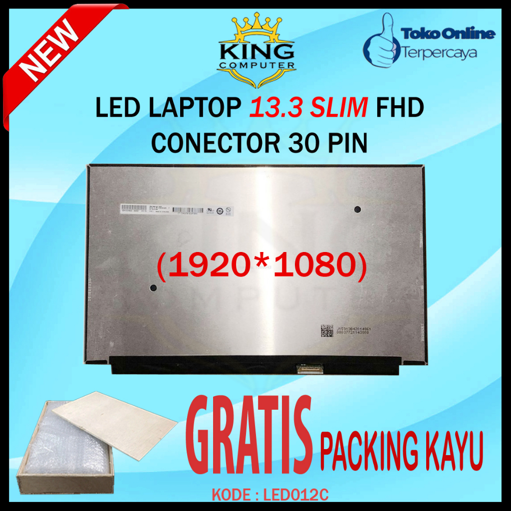 LED LCD LAYAR 13.3 SLIM 30PIN SMALL FULL HD/FHM RESOLUSI NEW