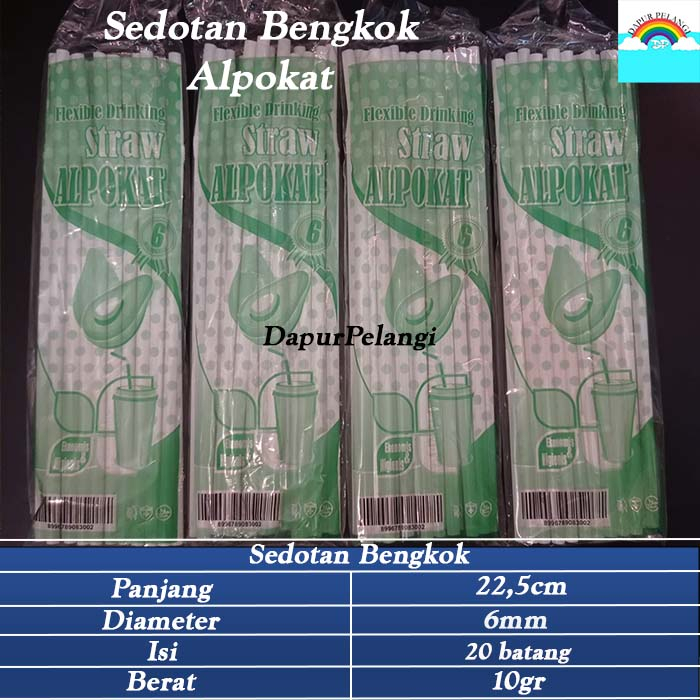 Sedotan Plastik/Sedotan Bengkok/Sedotan bengkok Alpokat Hijau Flexible