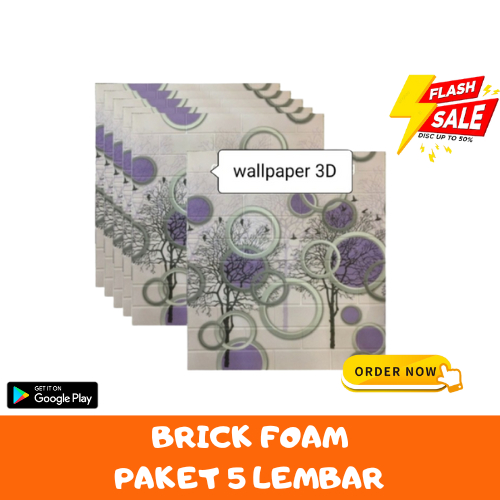 TERMURAH - (PAKET HEMAT ISI 5 LEMBAR) Wallpaper Dinding Foam Dekorasi Dinding Kamar Rumah Murah Ketebalan 3MM SIZE 36X70CM