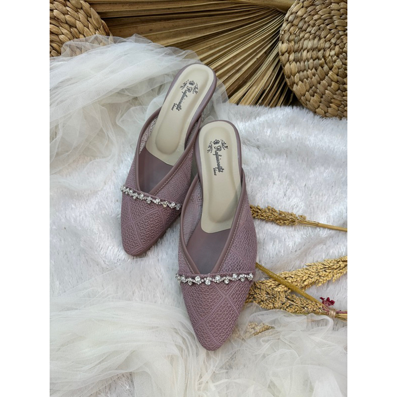 sepatu annesha mauve tinggi 5cm kaca