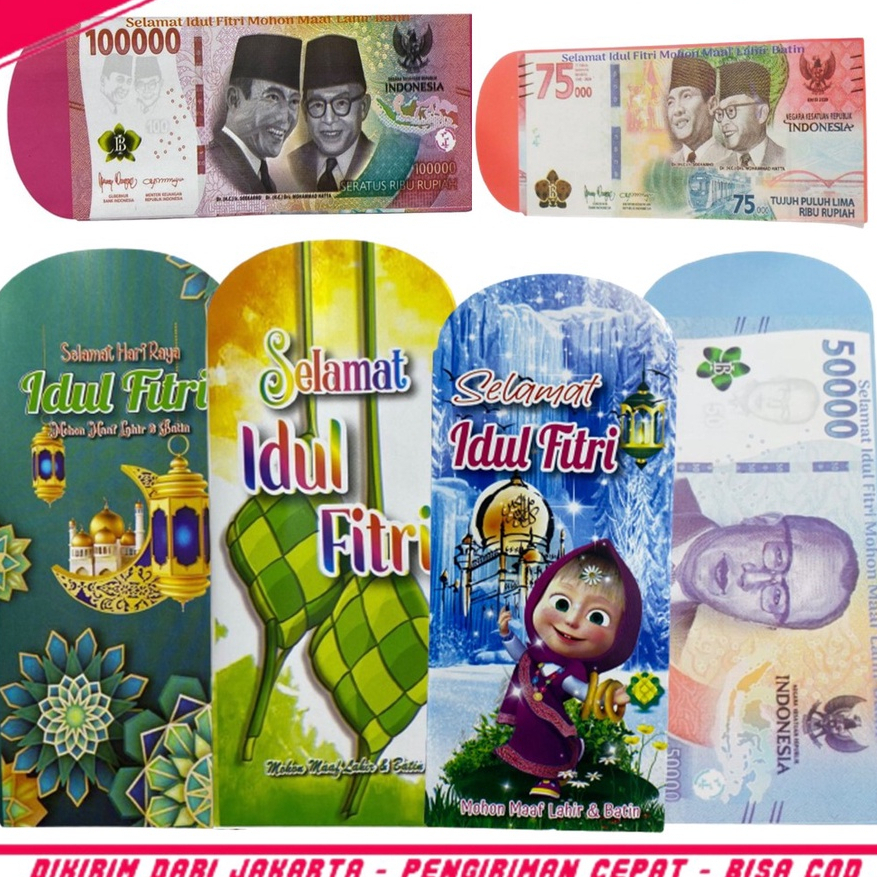 Amplop Lebaran Karakter Kartun Isi 5Pcs Ukuran Besar Amplop Lebaran Idul Fitri Motif Uang Amplop THR Murah