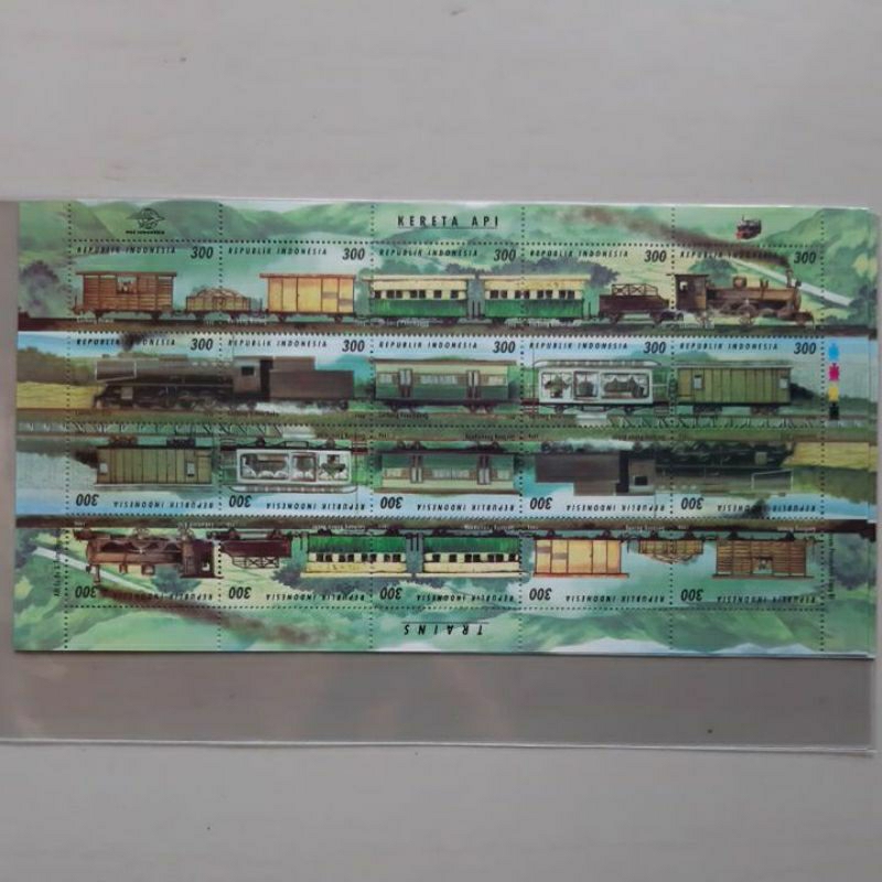 

Perangko Indonesia Kereta Api Trains full sheet 20 prangko