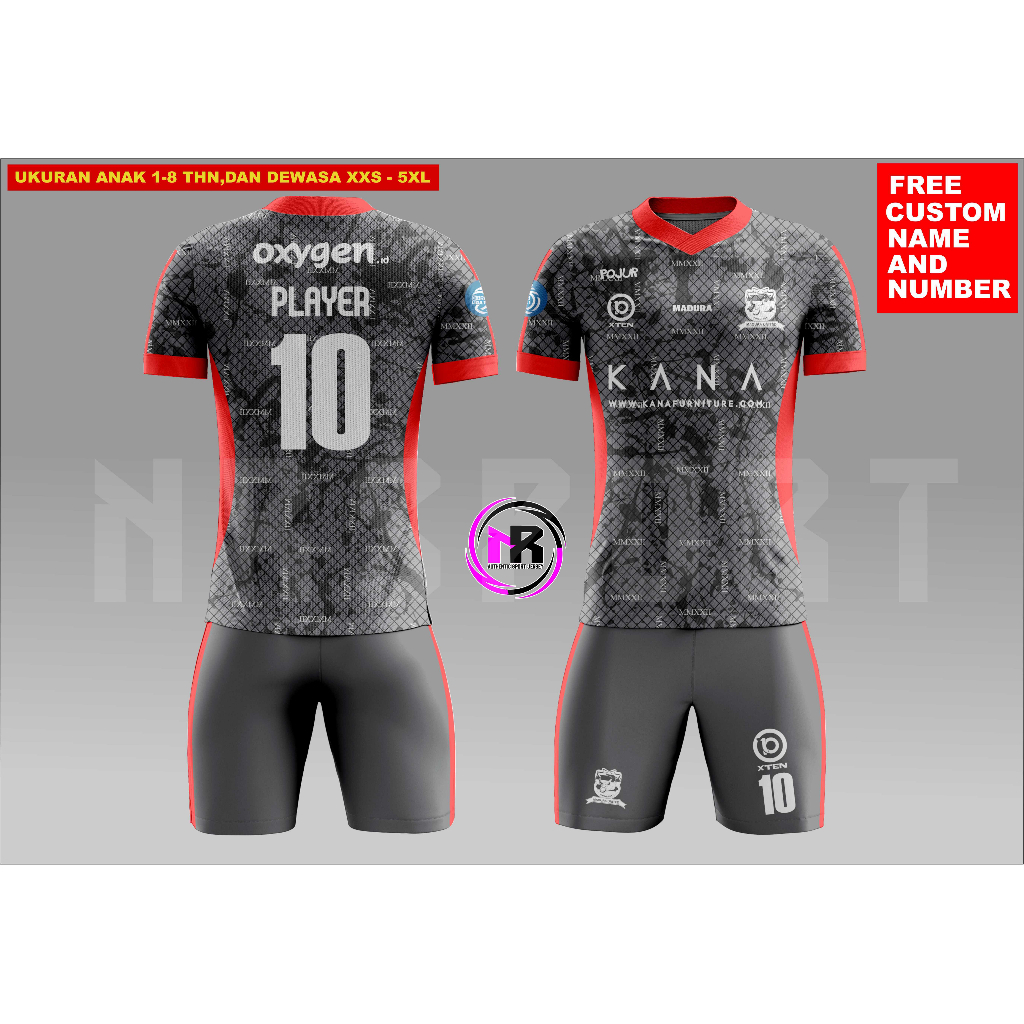 JERSEY PRINTING MADURA UNITED AWAY TERBARU/SETELAN BOLA MADURA AWAY ABU PREMIUM BEBAS CUSTOM NAMA DA