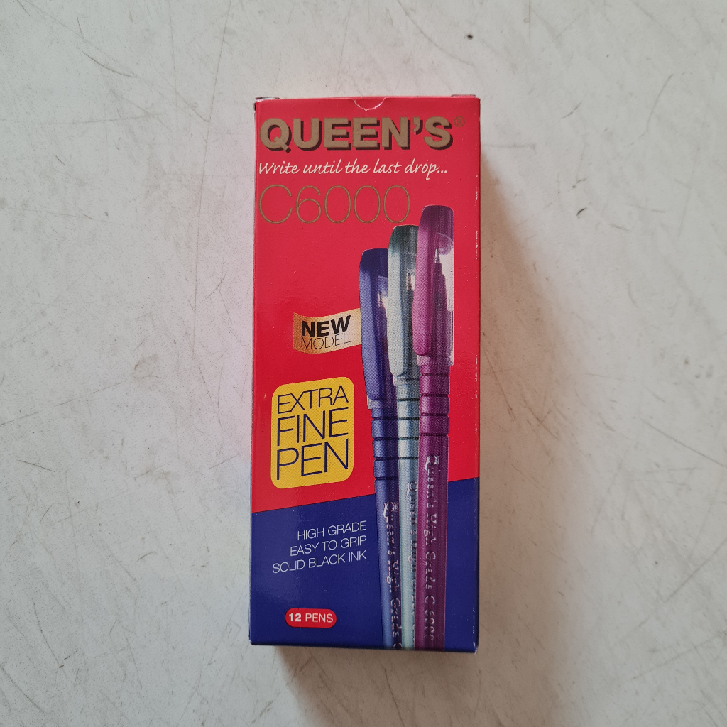 

Bolpen / Pulpen QUEENS C6000 Hitam | per pak isi 12 pcs