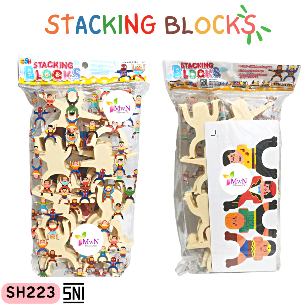 MWN Mainan Edukasi Anak Stacking Blocks / Balancing Toys SH 223 isi 16pc