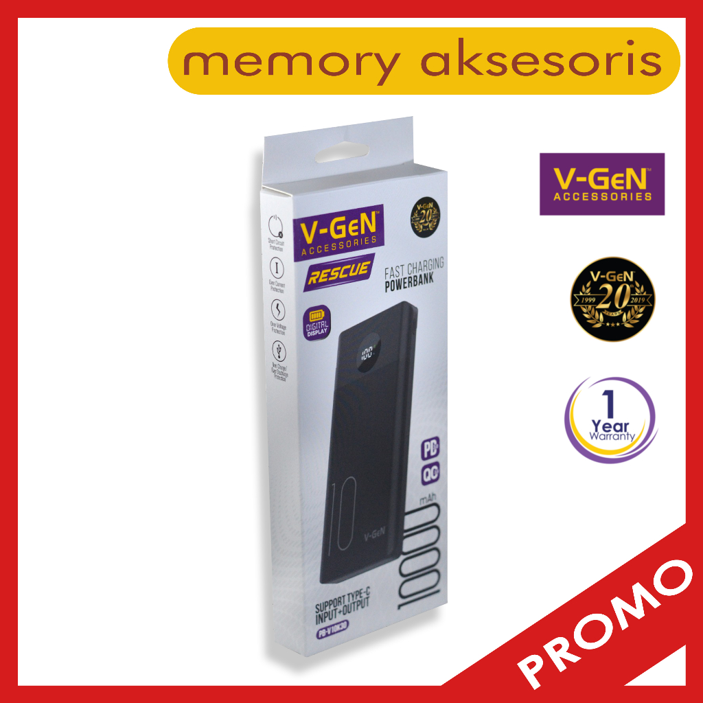 Powerbank V-GeN V10K30 10.000mAH Type C Input QC PD VOOC Output