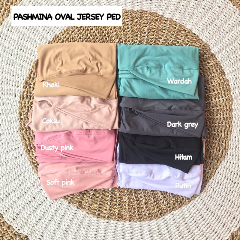 PASHMINA OVAL JERSEY SOFT PED TERMURAH PREMIUM / HIJAB JILBAB PASMINA INSTAN OVAL