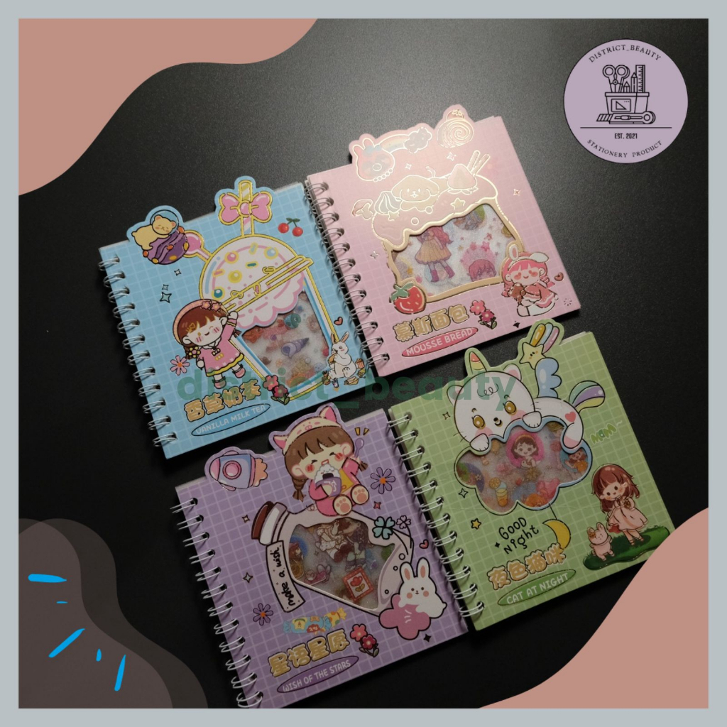 

BUKU SPIRAL STIKER XTQ-GDK BUKU STIKER SPIRAL GLOSSY GLITTER AESTHETHIC STIKER JOURNALING SWEET