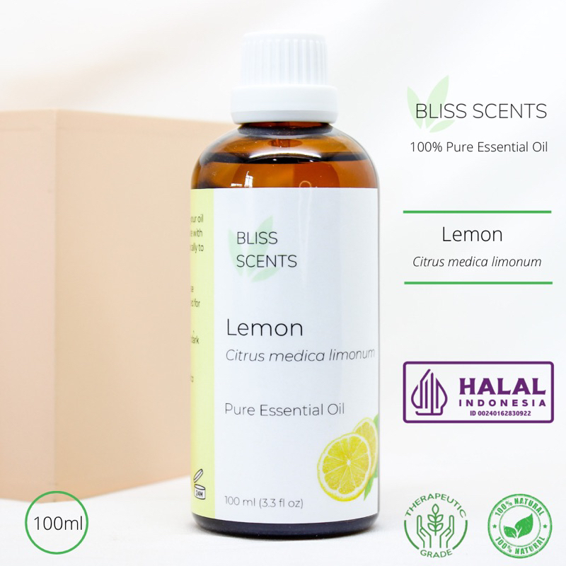 BLISS SCENTS Lemon 100ml Essential Oil Aromatherapy 100% Murni Therapeutic Grade Aromaterapi