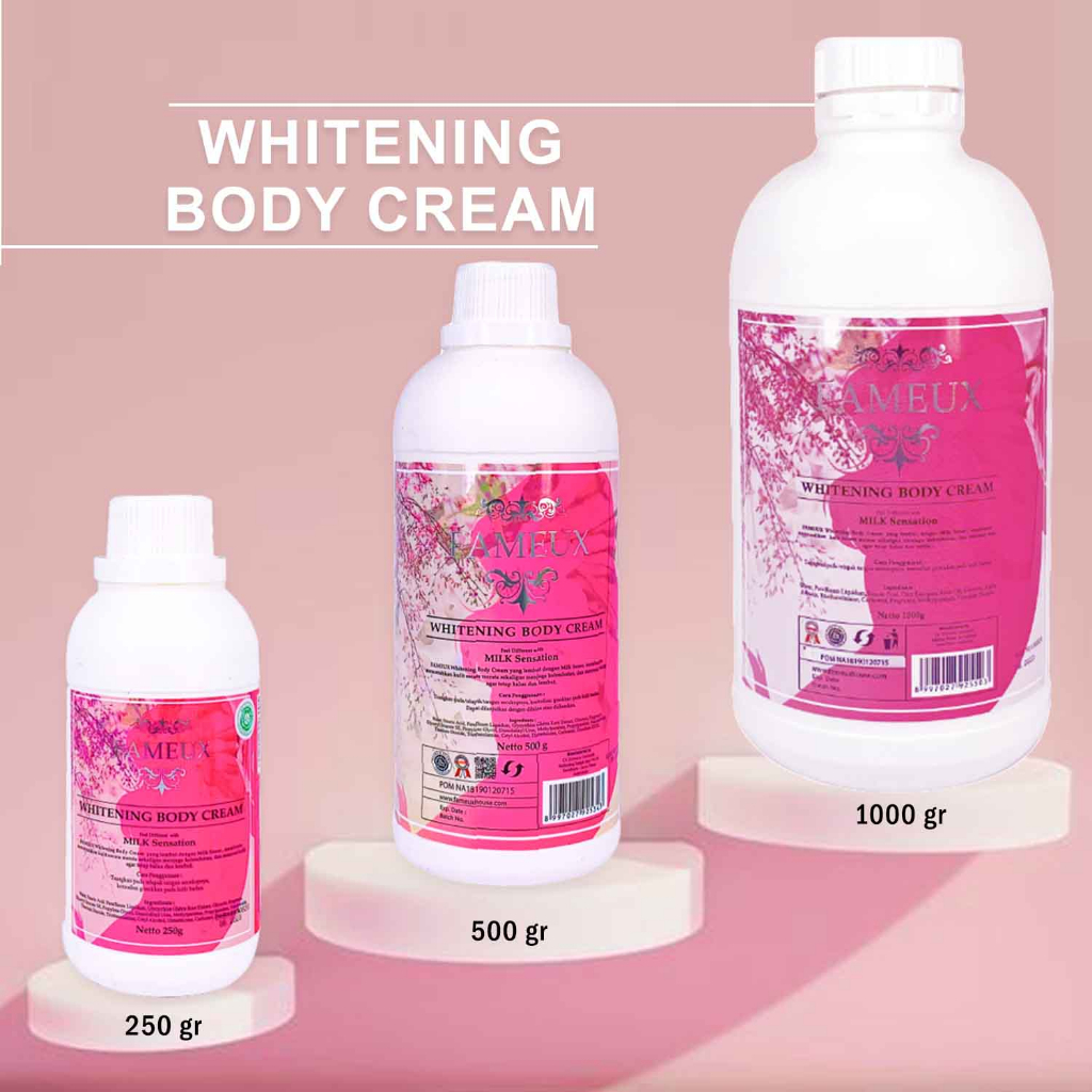 Fameux Whitening Body Cream (bleaching) 250 ml Pemutih Badan | Fameux Bleaching Badan BPOM