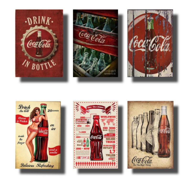 Hiasan Dinding Tema Iklan Minuman Coca Cola Vintage Jadul Pajangan Kayu Aesthetic