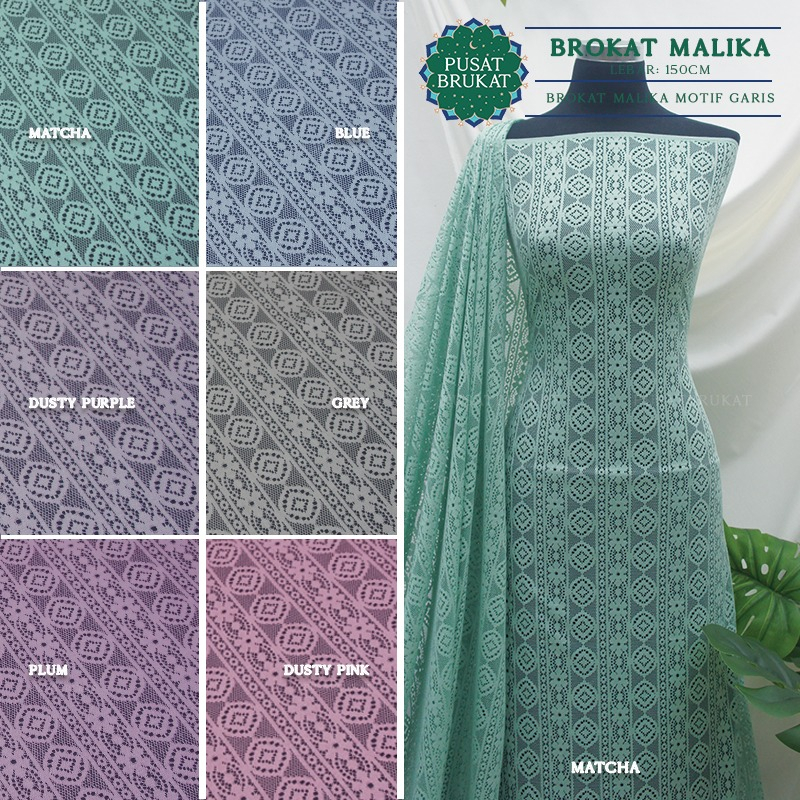 KAIN LACE KEBAYA BROKAT METERAN / BRUKAT GARIS SALUR MALIKA VINTAGE - ARUMI PBH 22865 LEBAR 150CM [Harga per 0.5m]