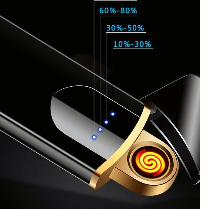 WTW Korek Api Elektrik USB Tipis Isi Ulang Flameless Tahan Angin Portabel Listrik Slim Saku .