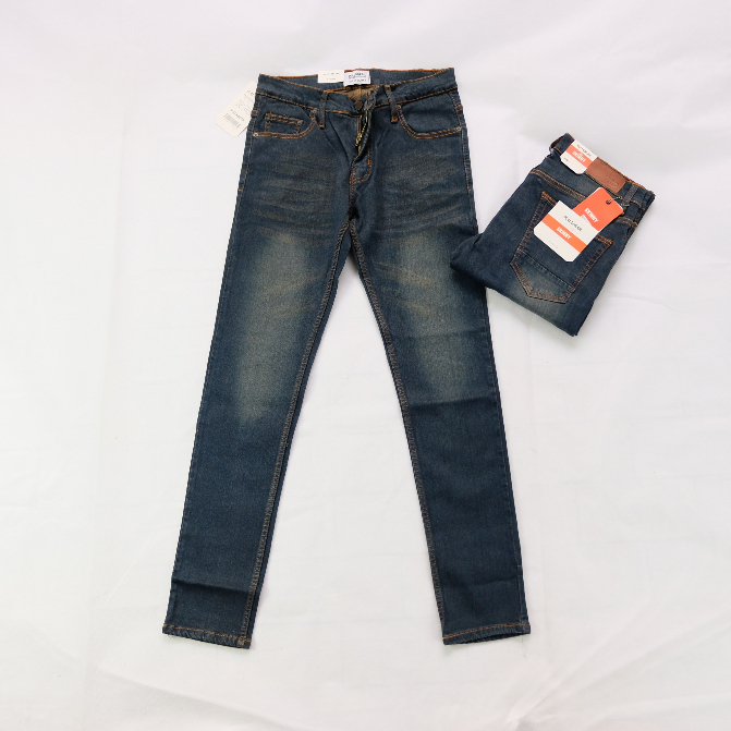 CELANA JEANS PRIA PULL&amp;BEAR NAVY THIN BROWN SKINNY STRETCH PULLANDBEAR PULL &amp; BEAR PULL P&amp;B BIRU TUA