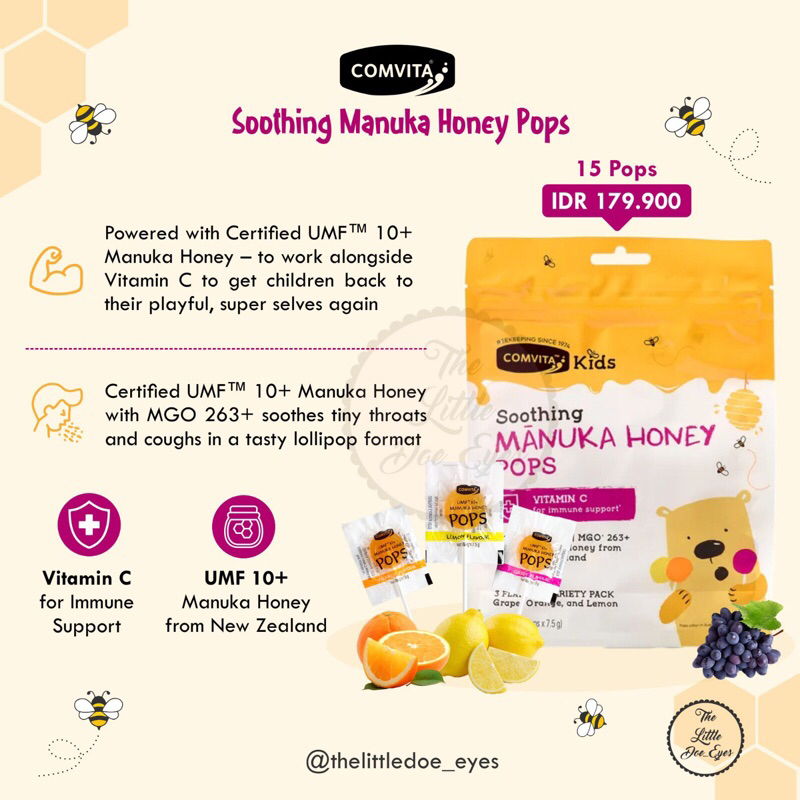 Comvita Soothing Manuka Honey Pops - 15 Pops