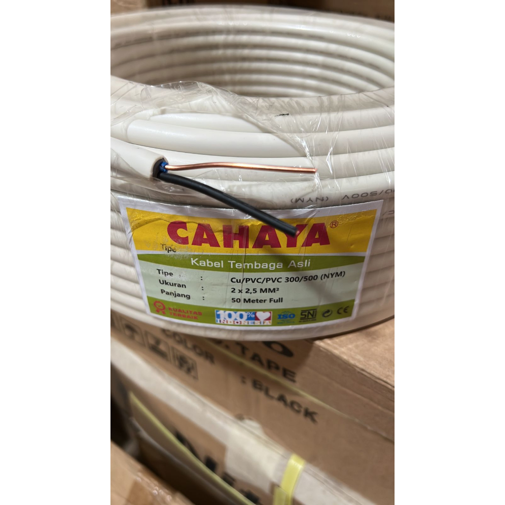 Kabel Listrik NYM 2 x 2,5mm 50 Meter Full / Kabel Tembaga Murni PVC SNI Kabel NYM isi 2