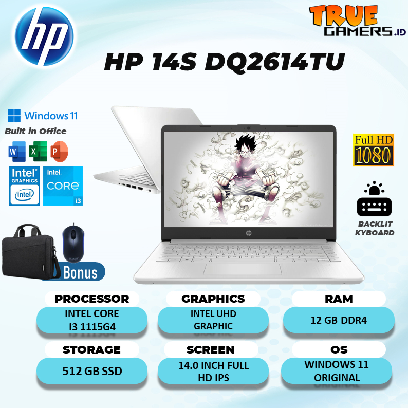 Laptop HP 14S DQ2614TU I3 1115G4 Ram 12GB 512ssd 14.0FHD IPS Free OHS