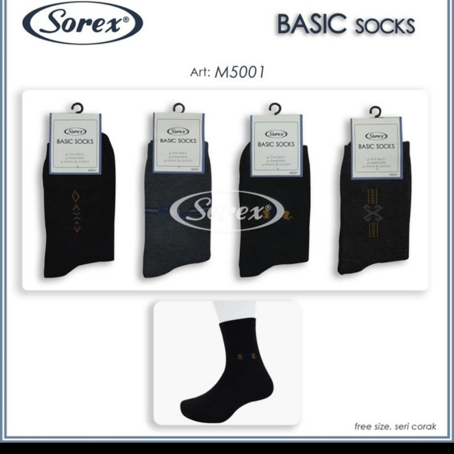 SOREX MEN BASIC ANKLE SNEAKER SOCKS 5001 5002 5003 5004 5005 - KAOS KAKI KANTOR PRIA