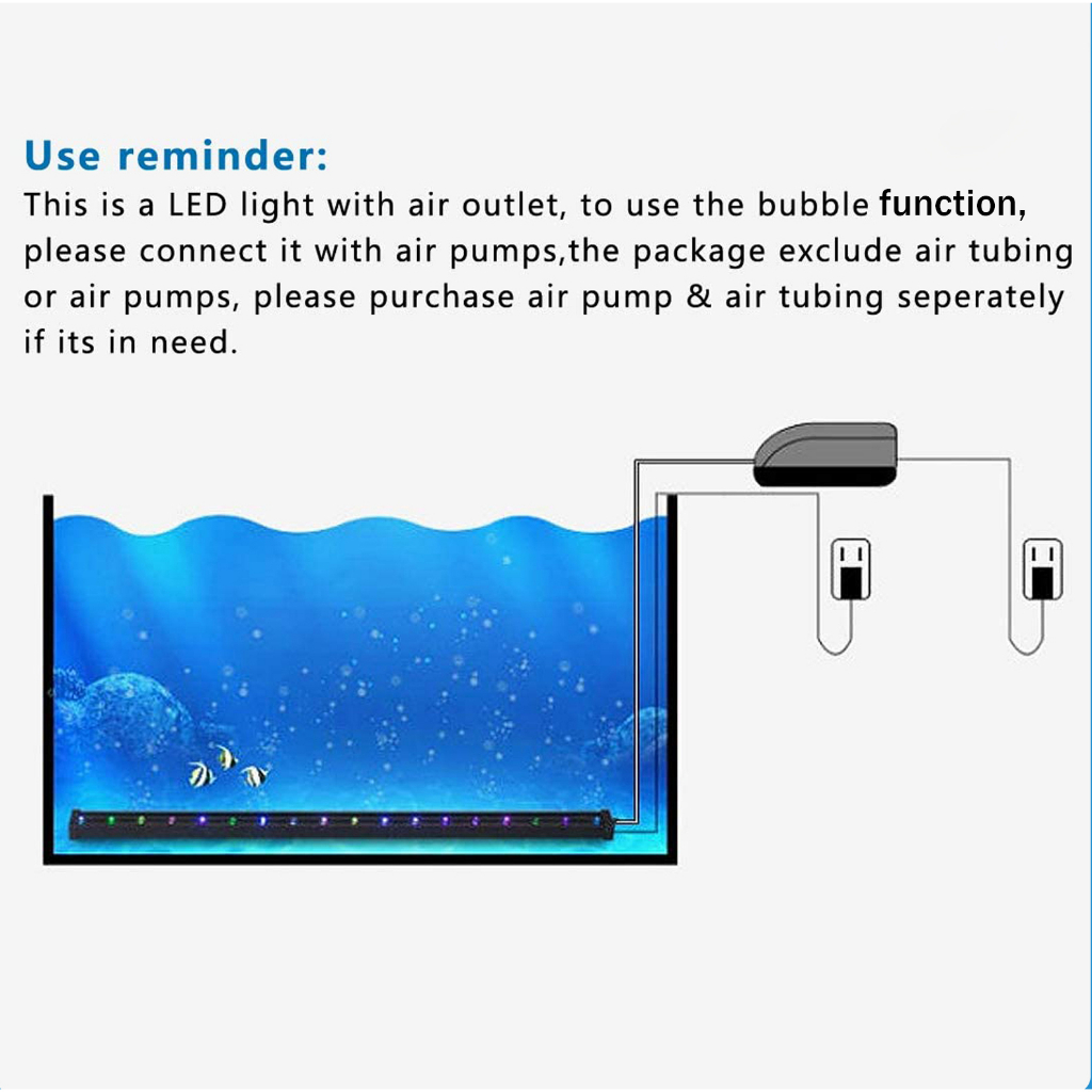 Tangki Ikan Akuarium Lampu Lampu LED Gelembung Aksesori Submersible Tahan Air Lampu Colokan AS Berwarna-warni