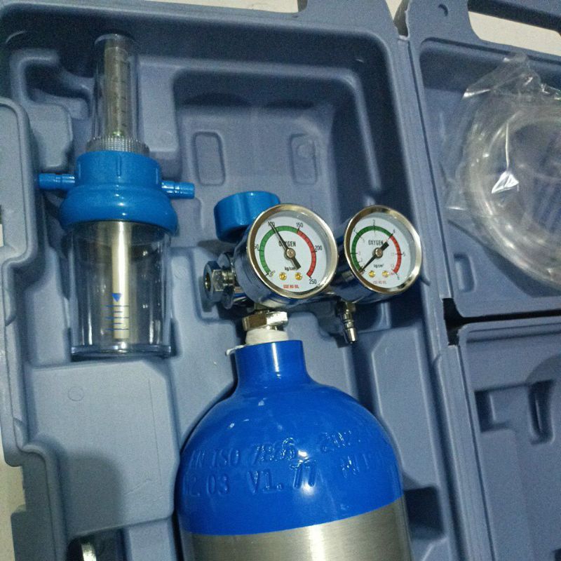 Tabung Oksigen Alumunium Vol 1,7Liter Oxygen Tank Portabel dalam Koper