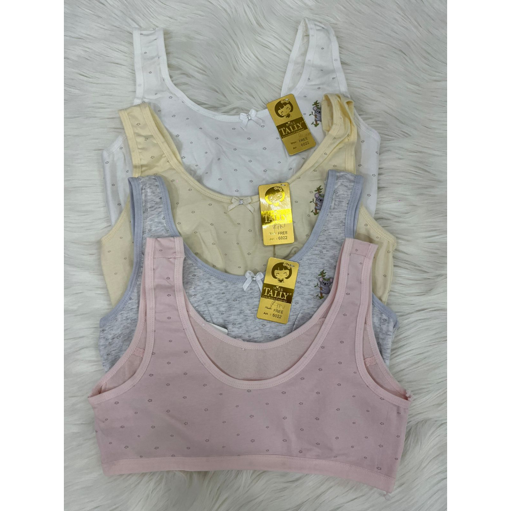 MINISET 6022 TALLY - TALLY MINISET 6022 I TANPA BUSA I FREE SIZE I BAHAN KATUN MINISET TALLY 6022 BAHAN KATUNTALLY Miniset Anak Busa Tipis Tanpa Kawat Bahan Katun Size Besar Minibra Anak Step 1 Motif M 6022