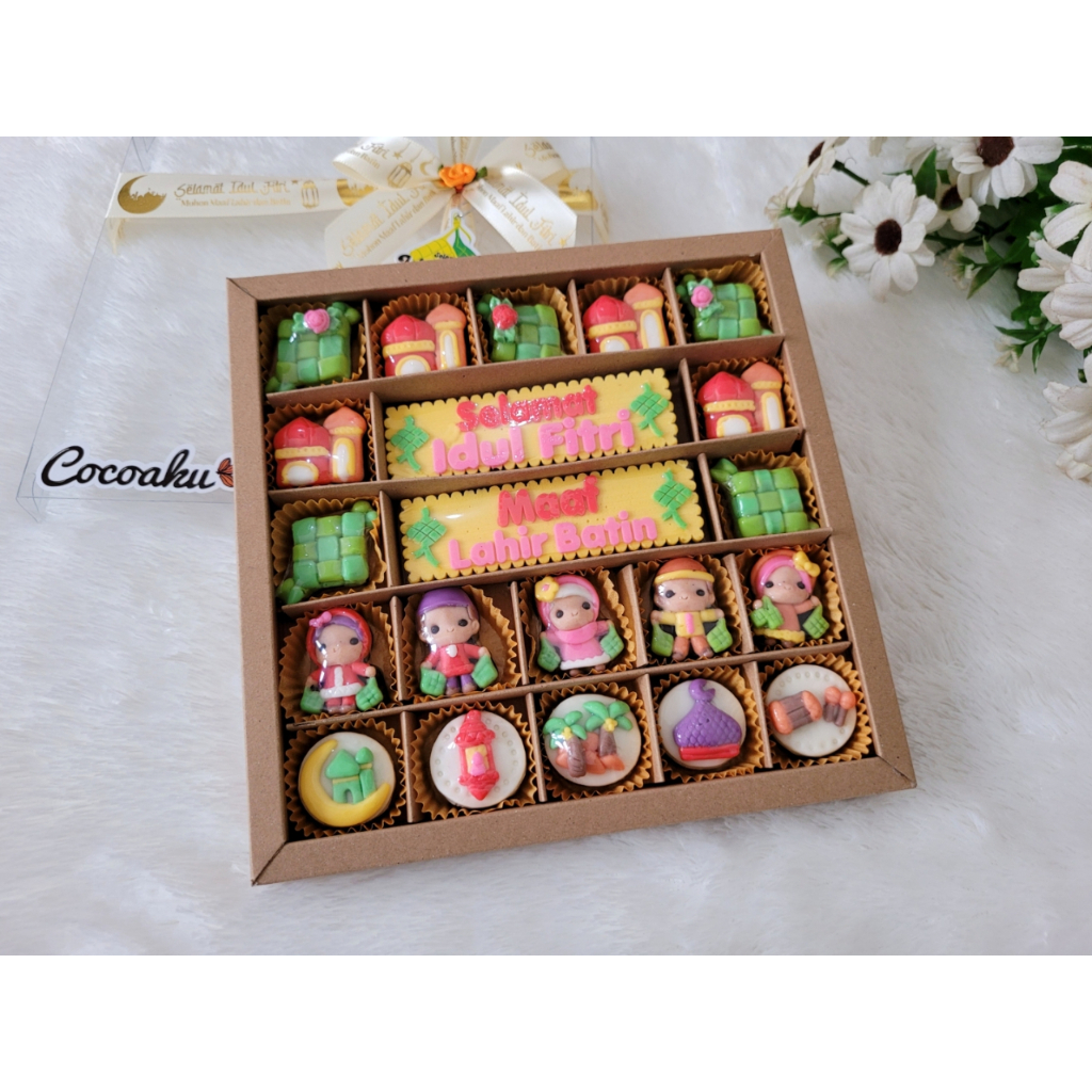

Coklat Box Tema lebaran / Bingkisan Idul Fitri / hampers Lebaran (sekat 25)