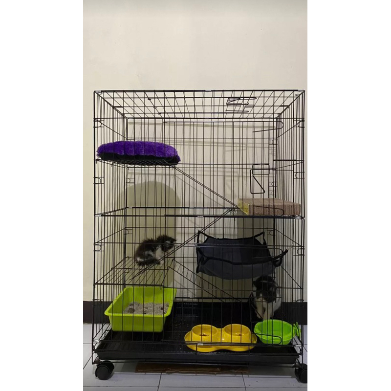 KANDANG KUCING MURAH Tingkat 3 + Roda Size 100×60×45 CM