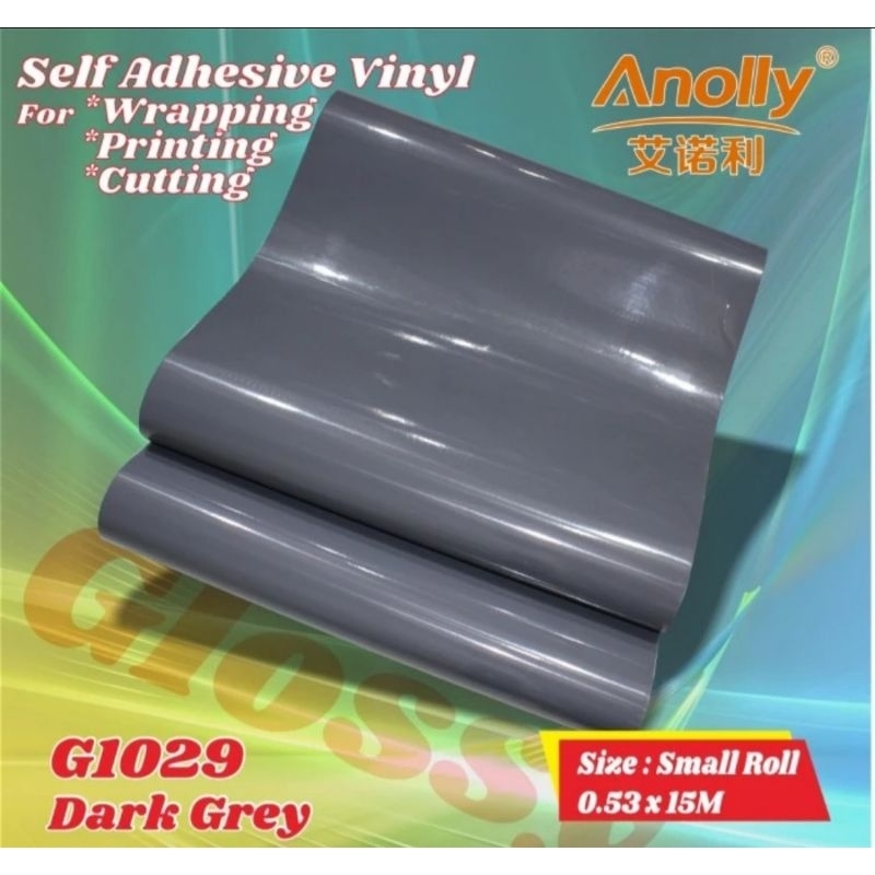 ROLL Sticker Anolly G0129 Gloss Dark Grey Abu Glossy 50cm x 15m ROLL