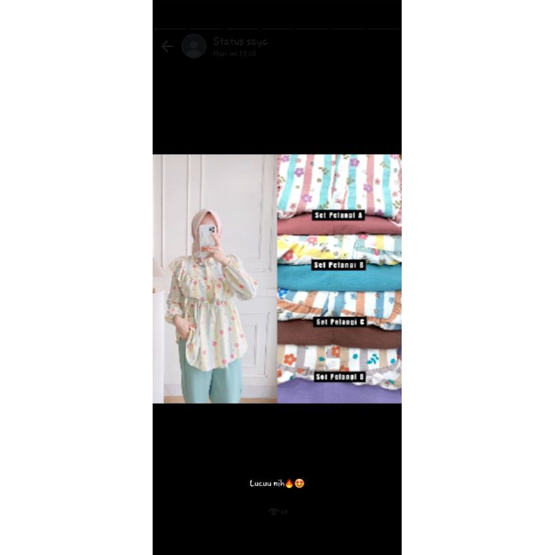 setelan crinkle motif