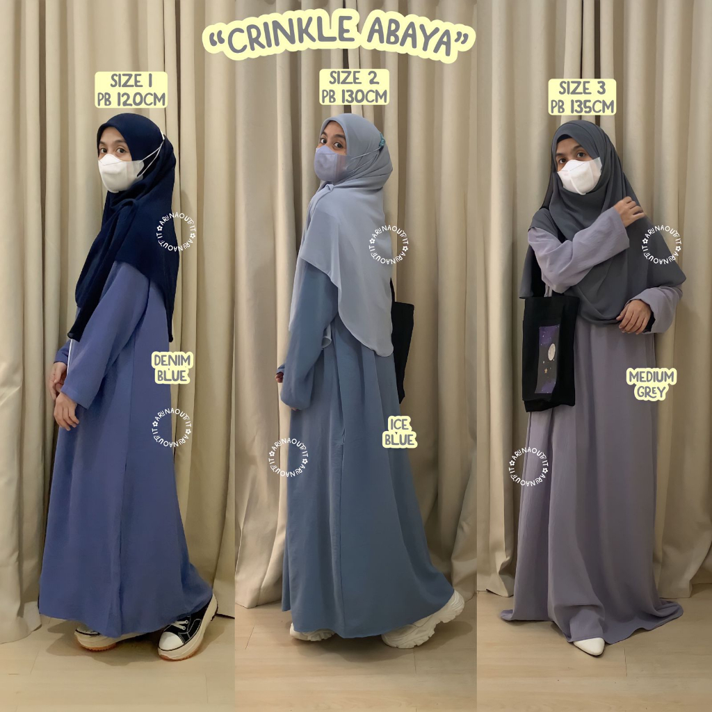 BASIC CRINKLE ABAYA BY ARUNAOUTFIT