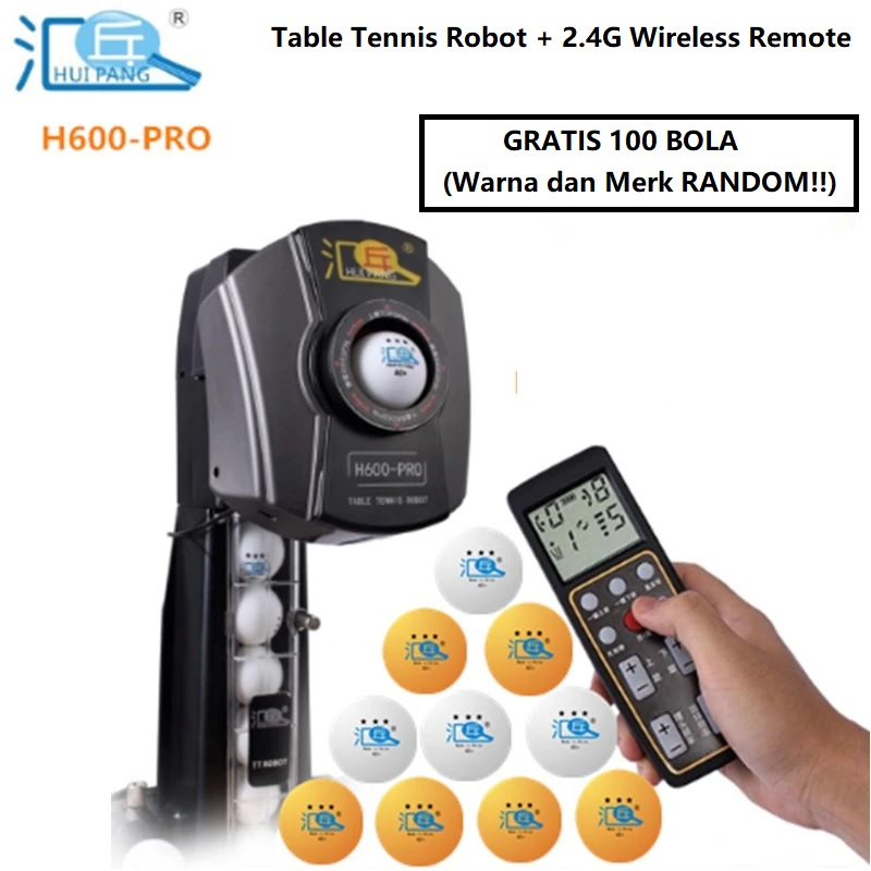 HUIPANG H600-PRO - Table Tennis Training Robot Machine Wireless Remote - Mesin Pelontar Bola Pingpong Otomatis