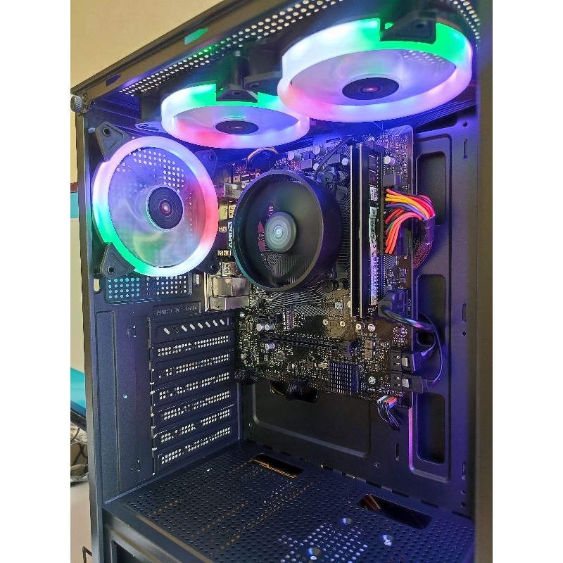 PC Gaming Editing Fulset AMD RYZEN 5 5600G Ram 16GB SSD 128GB Monitor 24 Inch keyboard Mouse RGB Siap Pakai