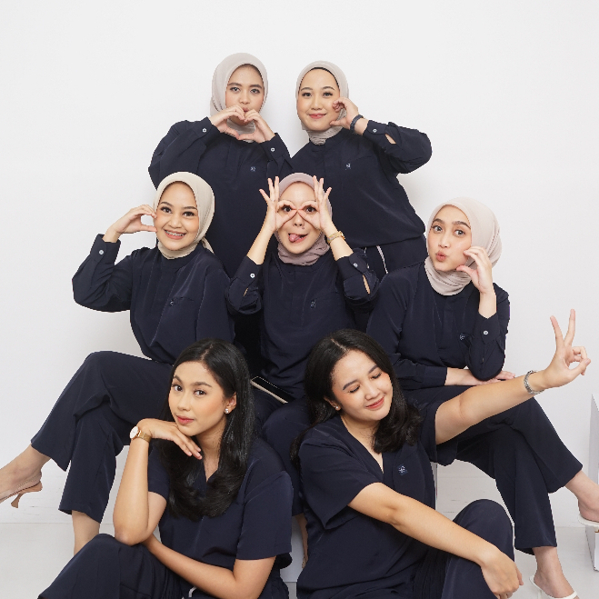 Baju Jaga MANDARIN SS - DARK BLUE Scrubs Theatre Blues First Line Lengan Pendek